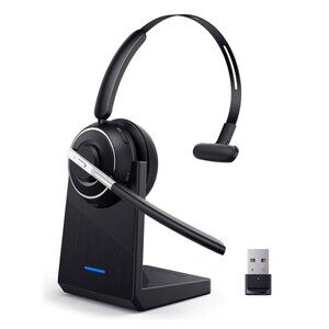 Bluetooth 5.2 Wireless Headset w Noise Cancelling Mic & USB Dongle for PC